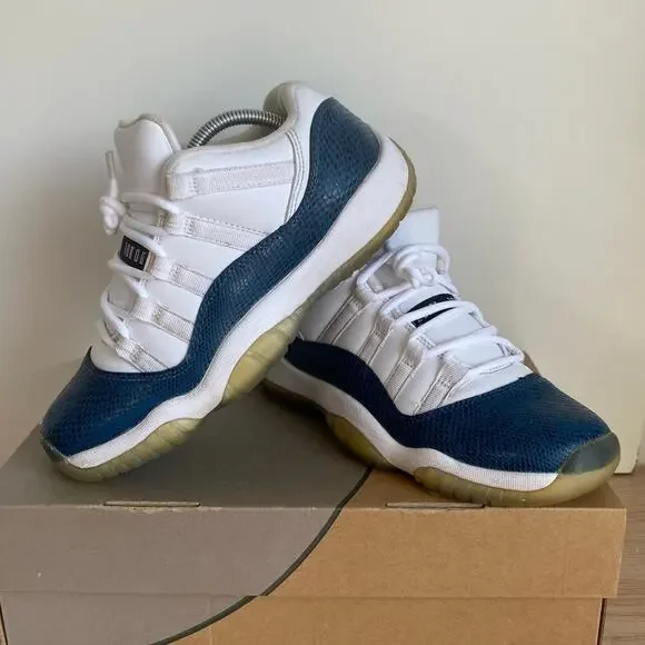 Nike Air Jordan 11 Retro Low Navy Snakeskin Kids Sneakers- 6 Y- 7.5 W - Picture 8 of 12